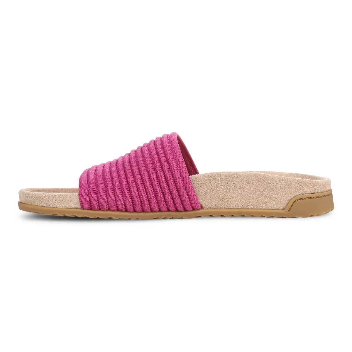 Vionic Women's Evie Knit Slide Flip Sandal in Dark Rose Violet