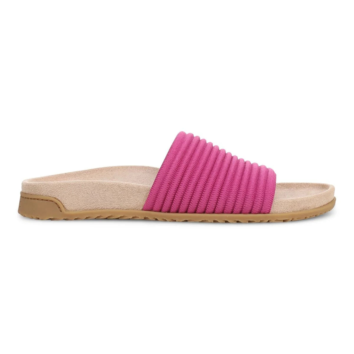 Vionic Women's Evie Knit Slide Flip Sandal in Dark Rose Violet