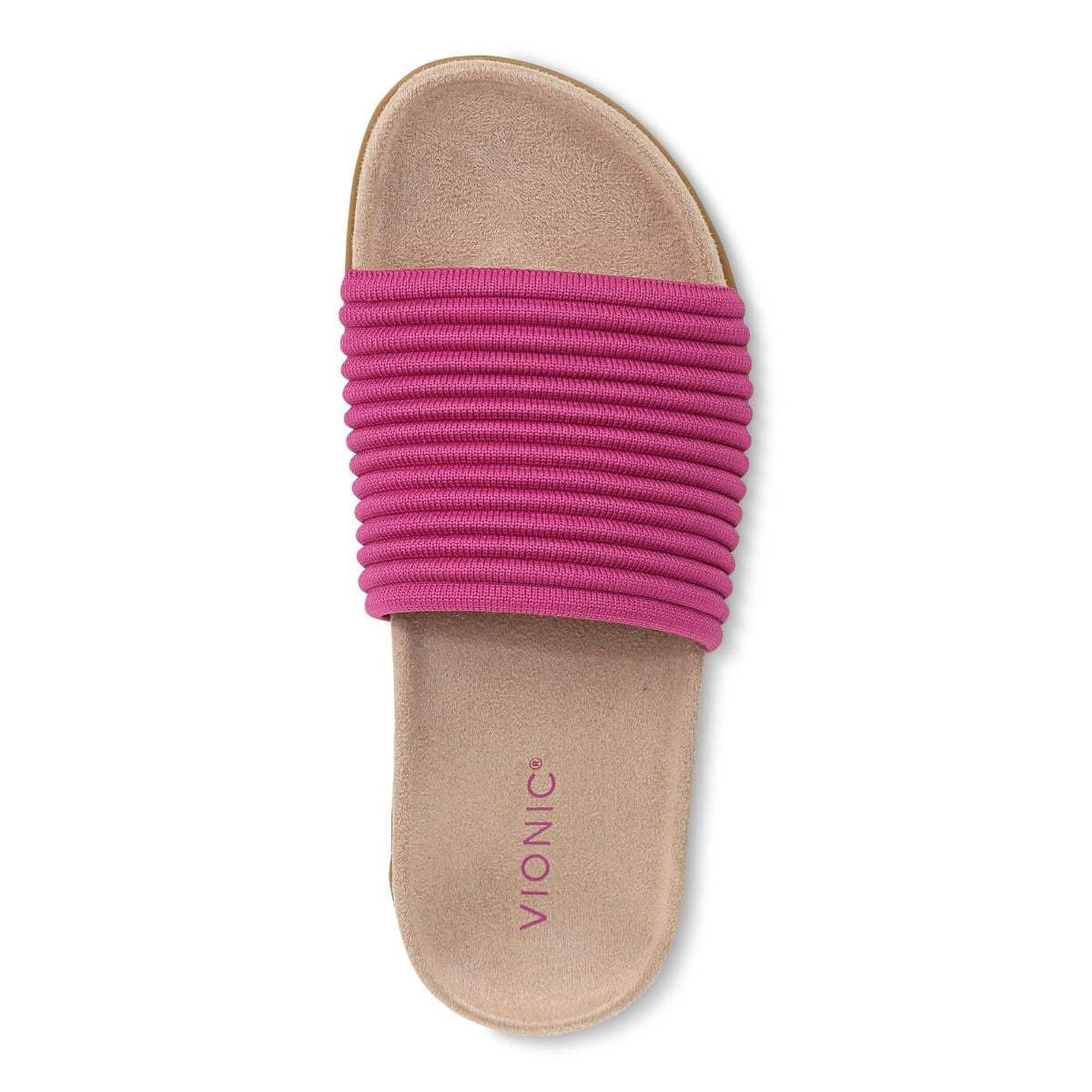 Vionic Women's Evie Knit Slide Flip Sandal in Dark Rose Violet
