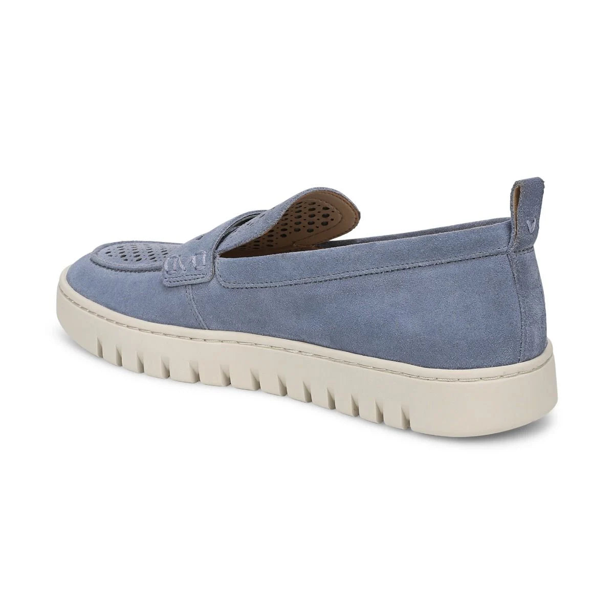 Vionic Women's Uptown Perf Slip On Loafer in Pacific Blue Suede
