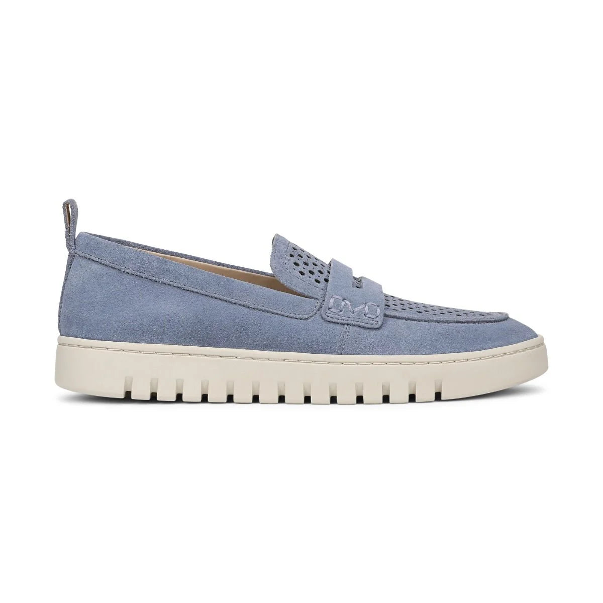 Vionic Women's Uptown Perf Slip On Loafer in Pacific Blue Suede