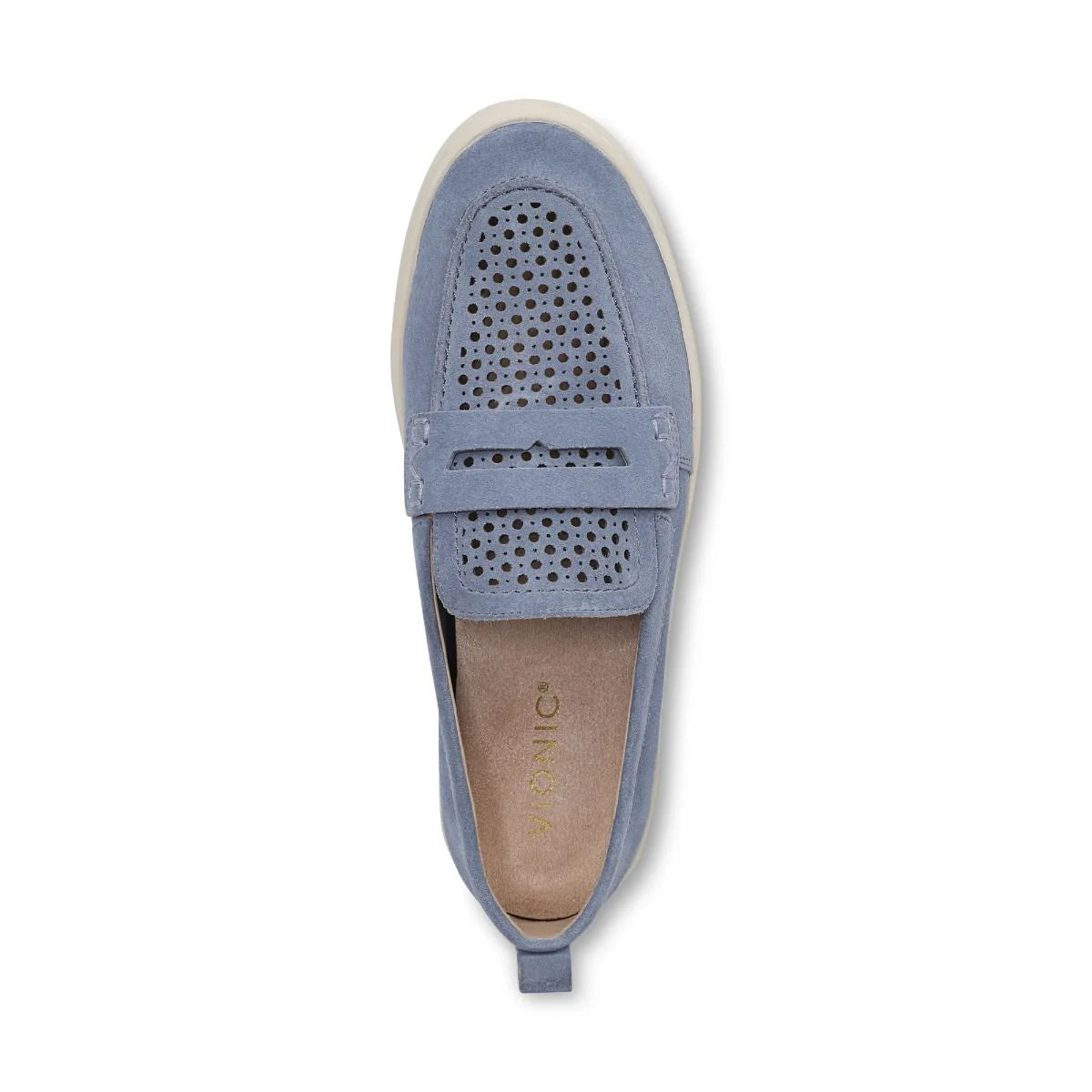 Vionic Women's Uptown Perf Slip On Loafer in Pacific Blue Suede