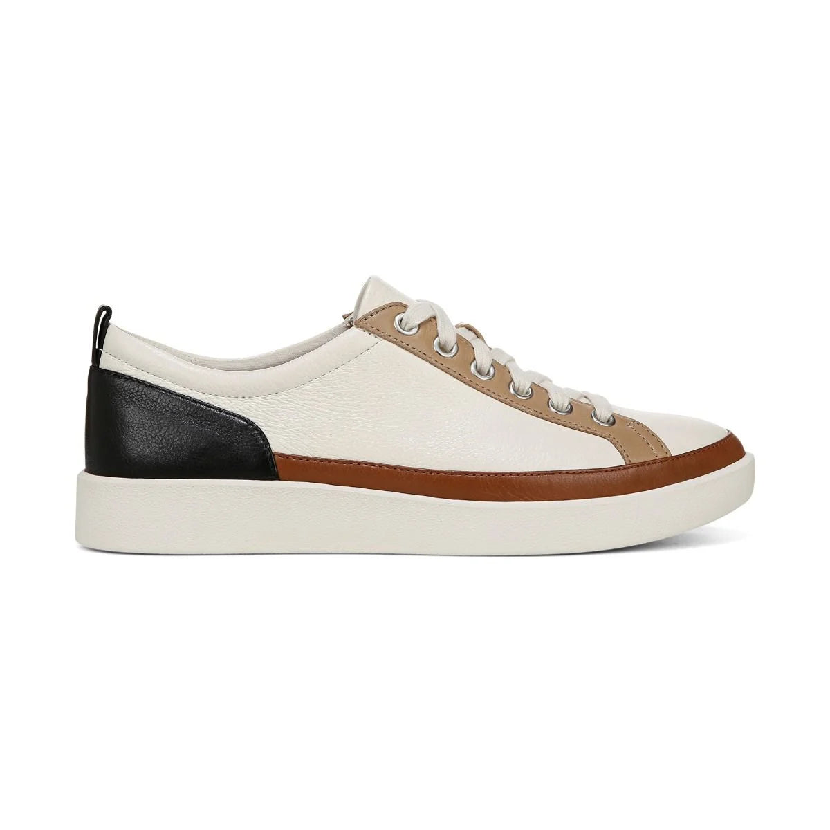 Vionic Women's Winny Tie Sneaker in Ivory Black Leather