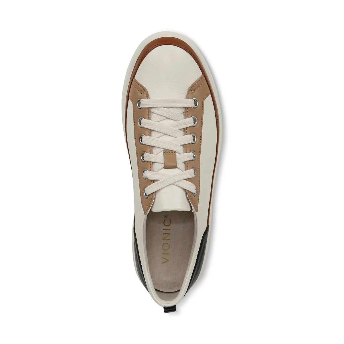 Vionic Women's Winny Tie Sneaker in Ivory Black Leather