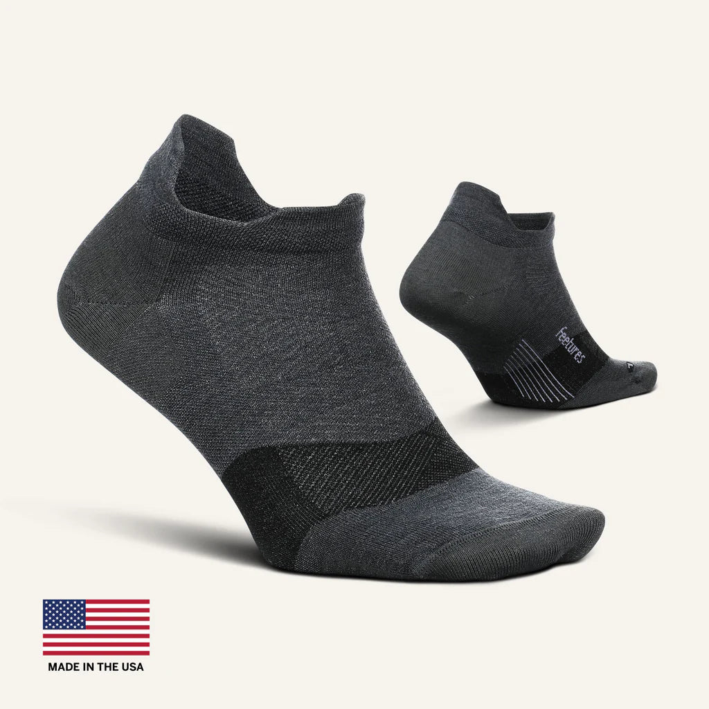 Feetures Women's Merino 10 Max Cushion Tab Sock in Charcoal Gray