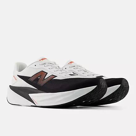 New Balance Men's FuelCell Rebel v5 Sneaker in White with Neo Flame