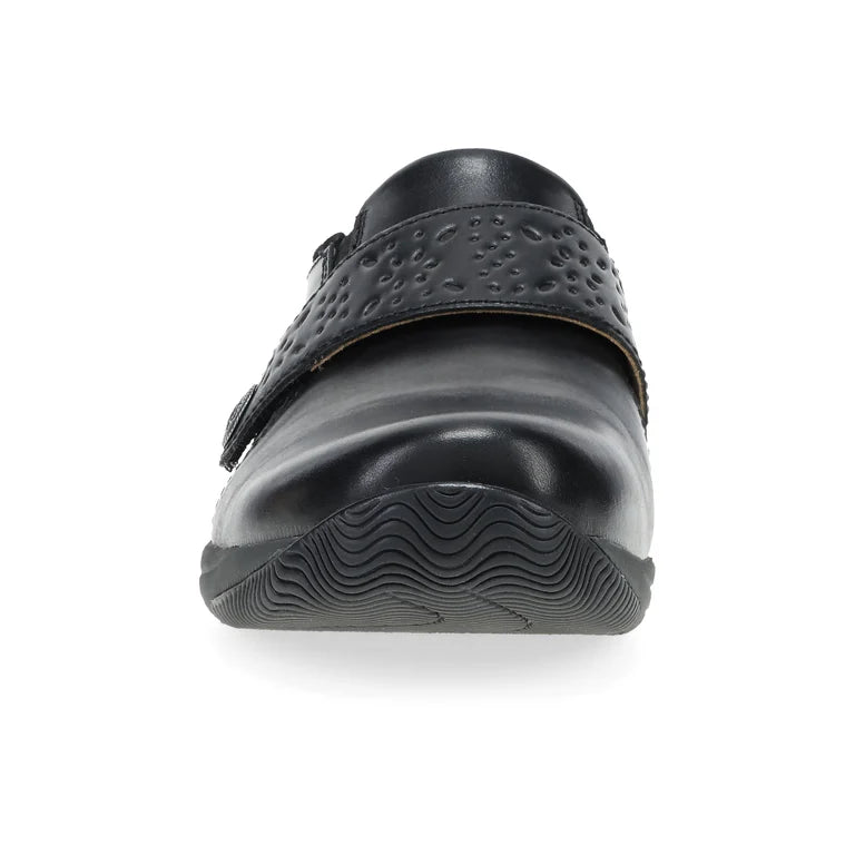 Dansko Women's Sallie Adjustable Strap Shoe in Black Waxy Burnished Leather