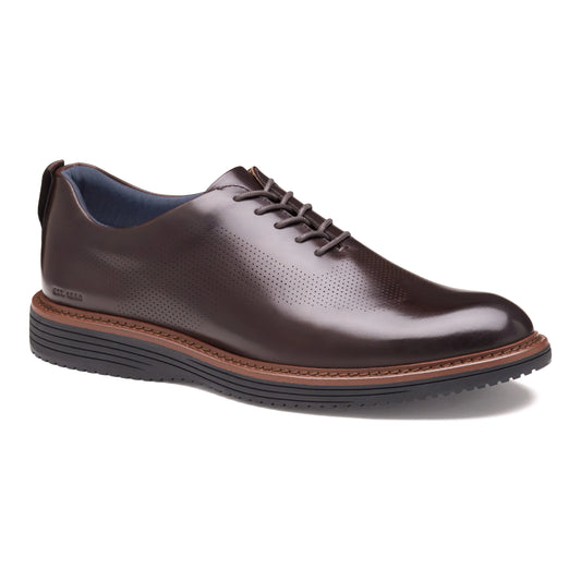 Johnston & Murphy Men's Upton One-Piece Perfed Plain Toe Oxford in Mahogany