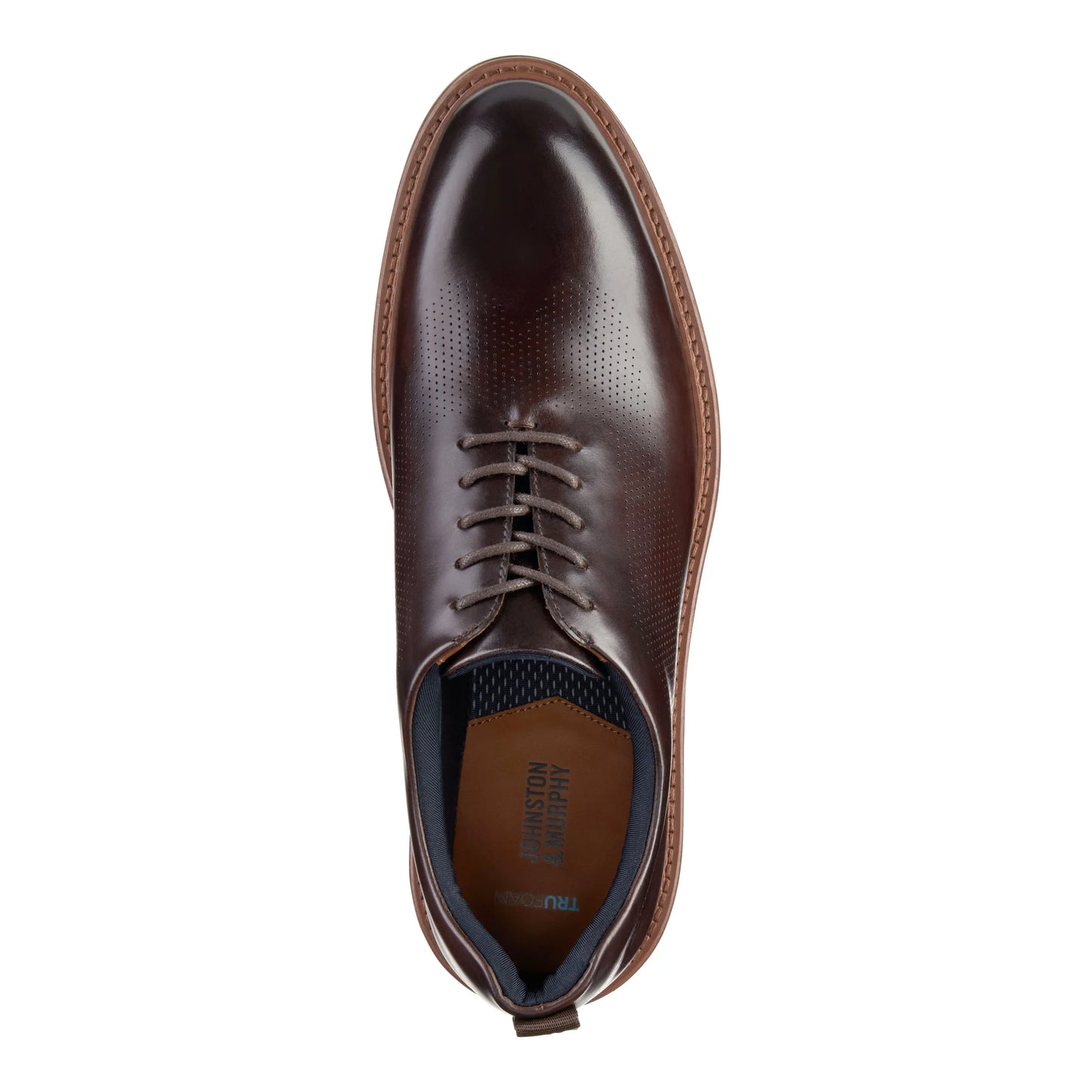 Johnston & Murphy Men's Upton One-Piece Perfed Plain Toe Oxford in Mahogany