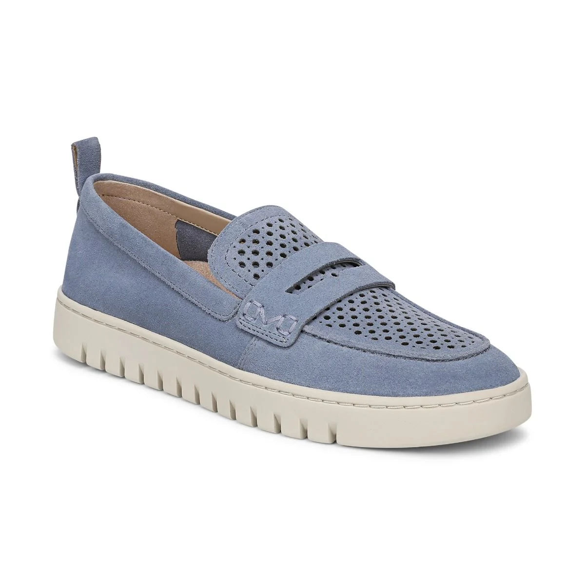 Vionic Women's Uptown Perf Slip On Loafer in Pacific Blue Suede