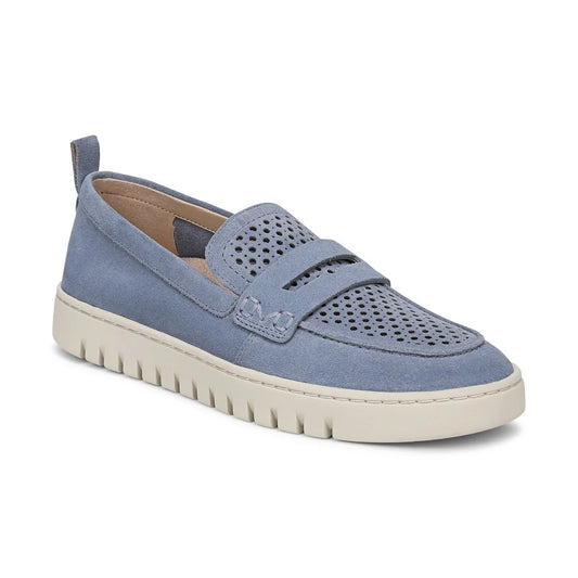 Vionic Women's Uptown Perf Slip On Loafer in Pacific Blue Suede