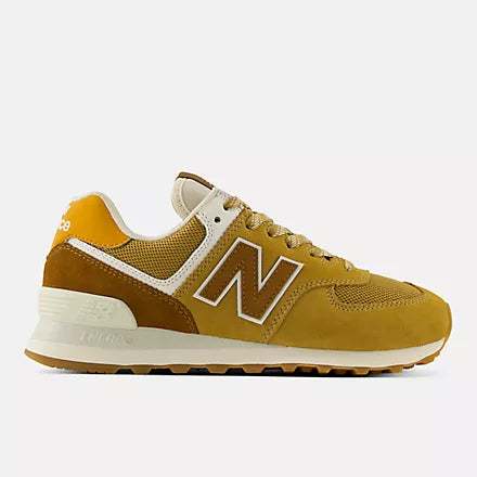 New Balance Women's 574 Lifestyle Sneaker in Stucco with Breakfast Tea