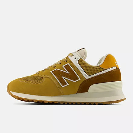 New Balance Women's 574 Lifestyle Sneaker in Stucco with Breakfast Tea