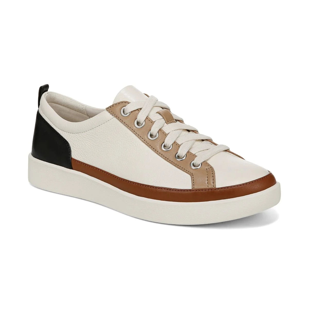 Vionic Women's Winny Tie Sneaker in Ivory Black Leather