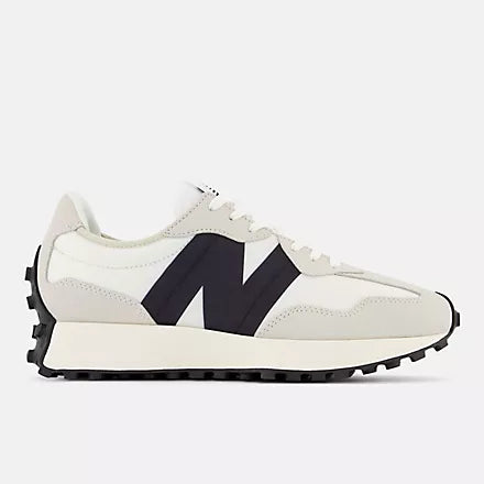 New Balance Women's 327 Lifestyle Sneaker in ea Salt with White and Black