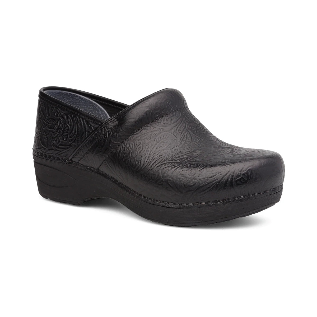 Dansko Women's Professional XP 2.0 Clog in Black Floral Tooled Leather