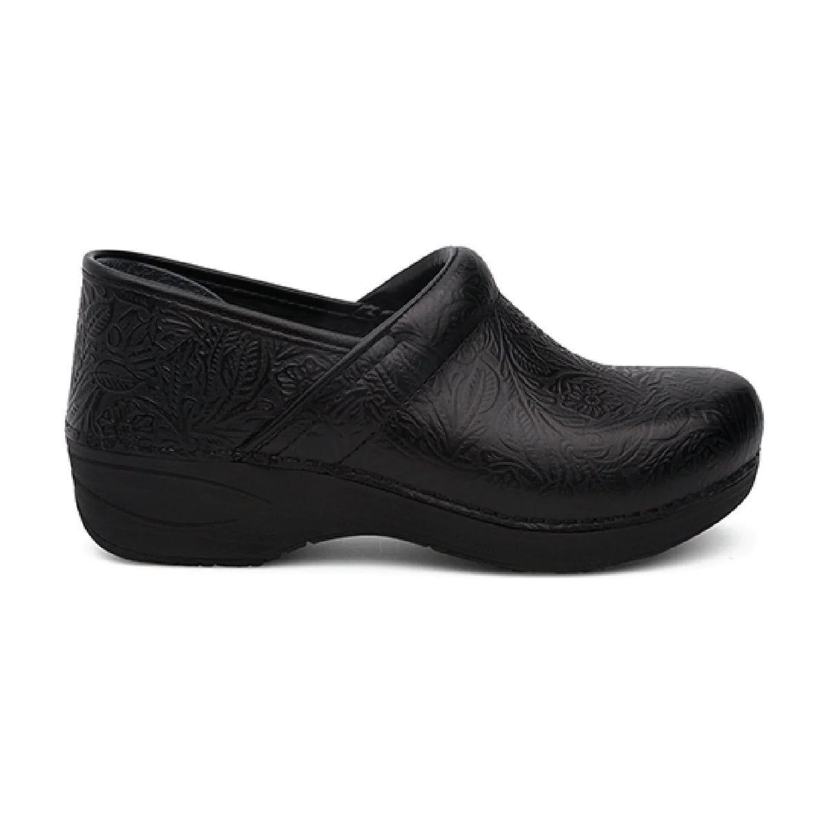 Dansko Women's Professional XP 2.0 Clog in Black Floral Tooled Leather