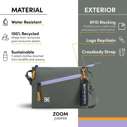 Sherpani Zoom Dual Pouch Crossbody Bag in Juniper