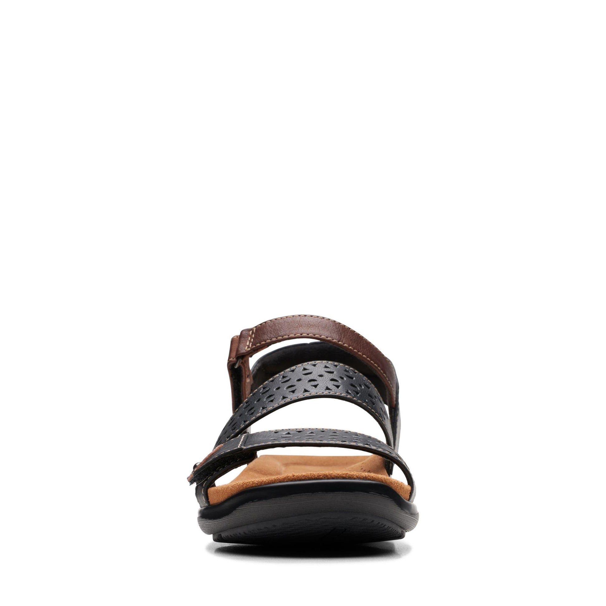 Front view of Clarks Kitly Way Strap Sandal for women.