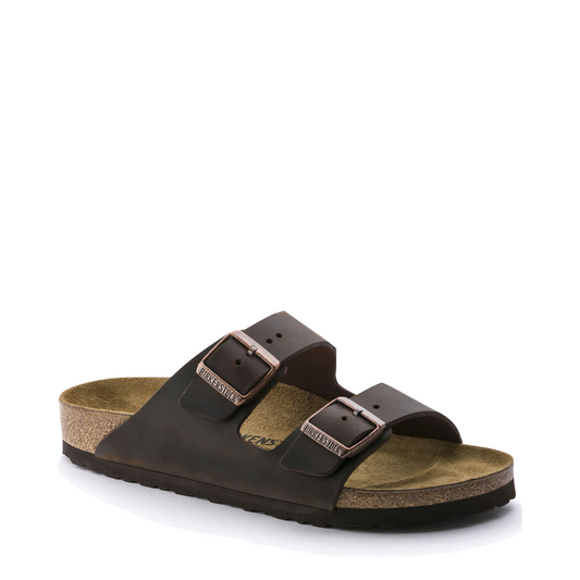 Toe view of Birkenstock Arizona Oiled Leather Soft Footbed Sandal for unisex.
