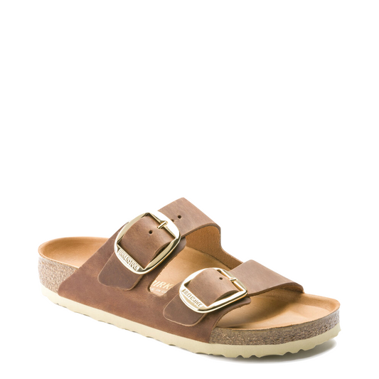 Birkenstock Arizona Oiled Leather Big Buckle Sandal in Cognac