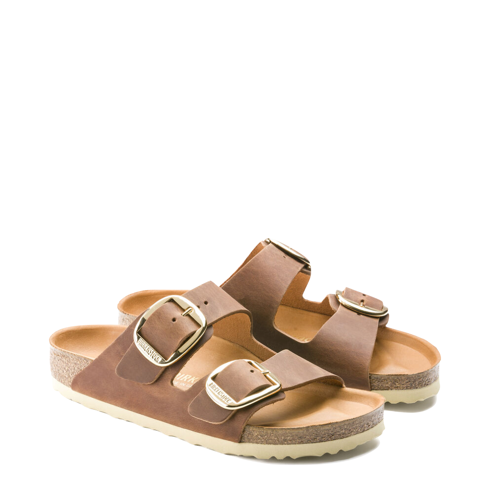 Toe view of Birkenstock Arizona Oiled Leather big Buckle Sandal for women.