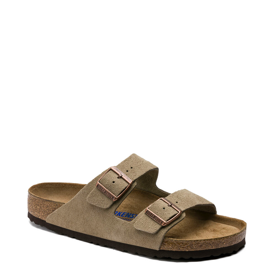 Toe view of Birkenstock Arizona Suede Soft Footbed Sandal for unisex.