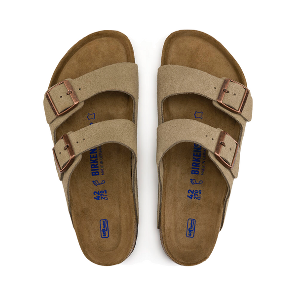 Birkenstock Arizona Suede Soft Footbed Sandal in Taupe