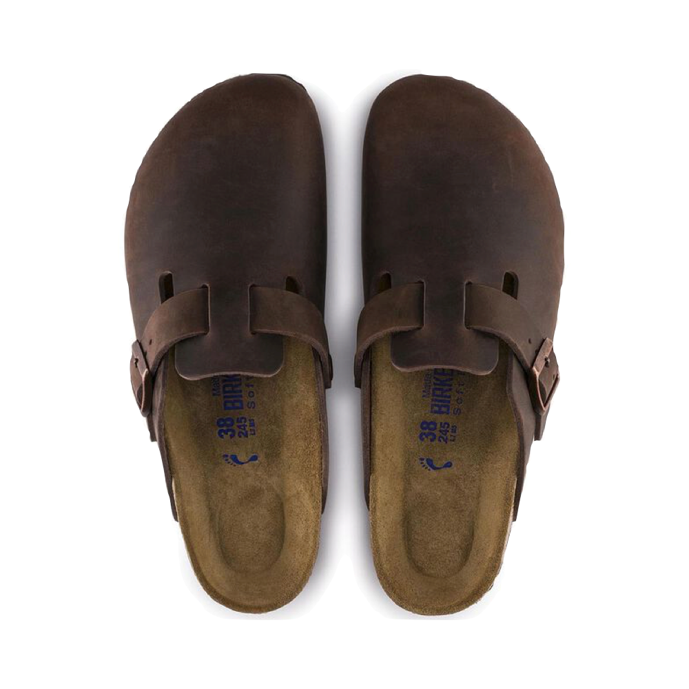 Top-down view of Birkenstock Boston Soft Footbed Oiled Leather Clog for unisex.