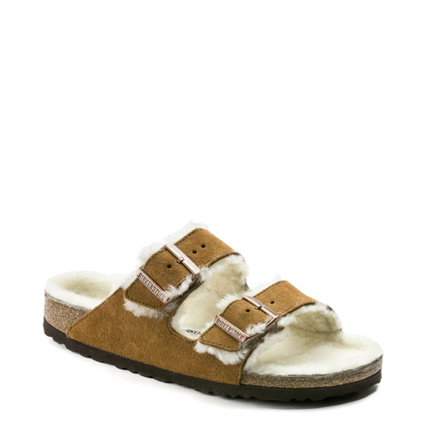 Birkenstock Women's Arizona Shearling Sandal in Mink Brown