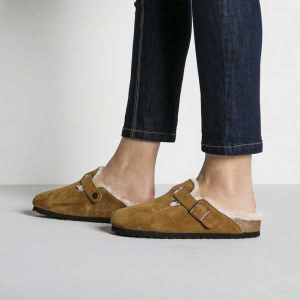Birkenstock Women's Boston Shearling Clog in Mink Tan