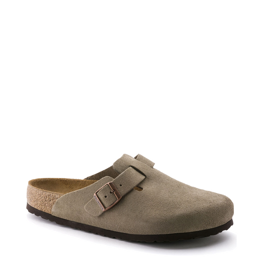 Toe view of Birkenstock Boston Suede Leather Soft Footbed Clog for women.
