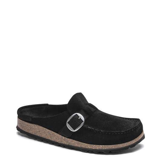 Toe view of Birkenstock Buckley Suede Clog for women.