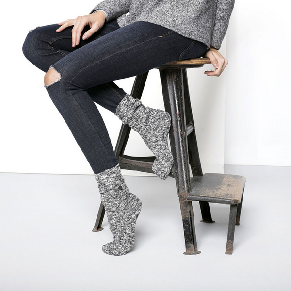 Birkenstock Women's Cotton Slub Socks in Black/Grey or Mid Grey