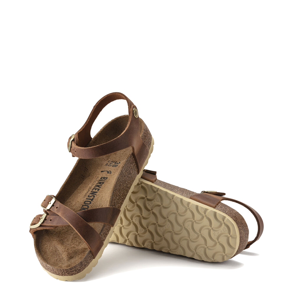 Birkenstock Women's Kumba Oiled Leather Strap Sandal in Cognac