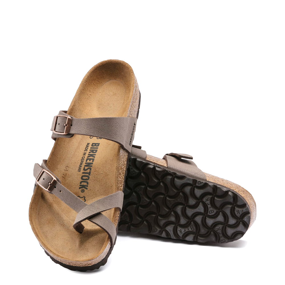 Top-down and bottom view of Birkenstock Mayari Birko-Flor Toe Loop Sandal for women.