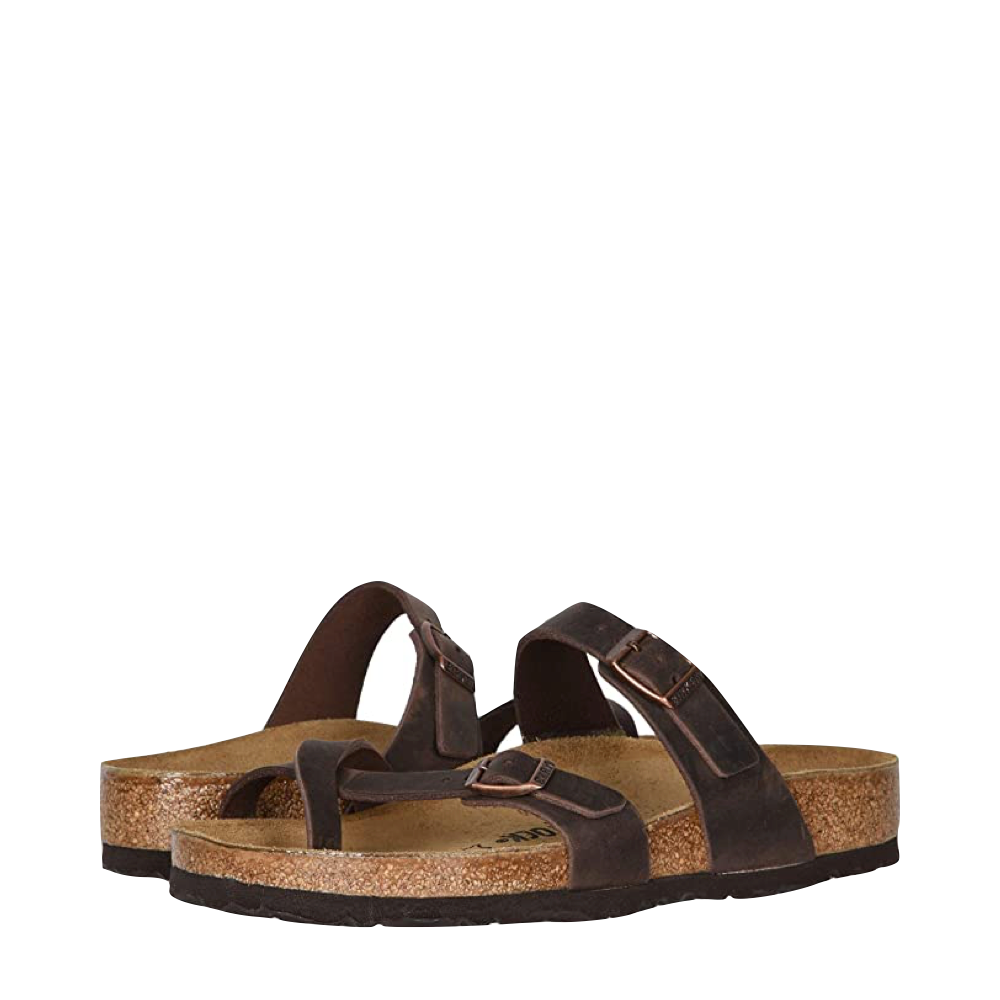 Toe and back view of Birkenstock Mayari Leather Toe Loop Sandal for women.
