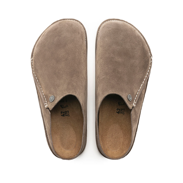 Birkenstock Women's Zermatt Premium Suede Slide in Gray Taupe