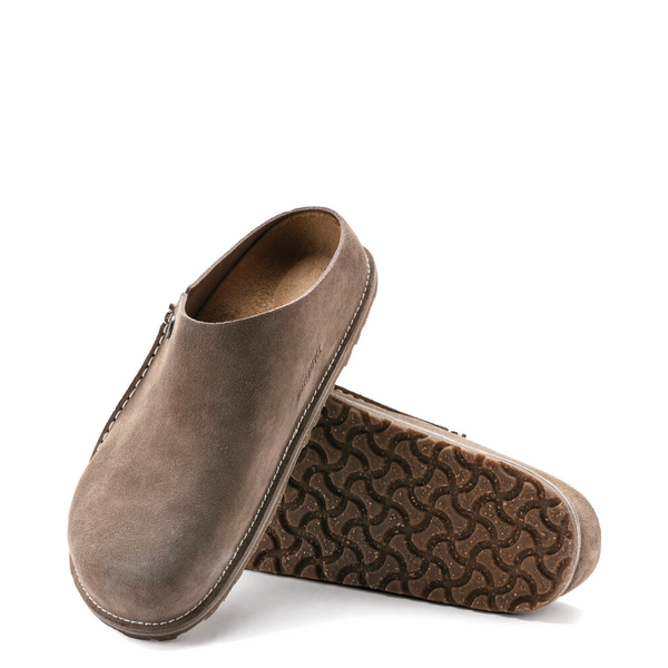 Birkenstock Women's Zermatt Premium Suede Slide in Gray Taupe