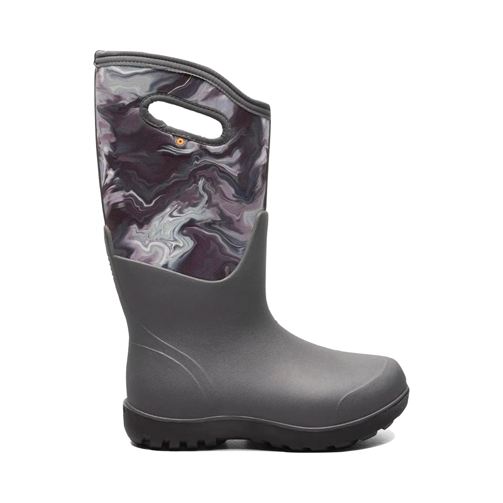 Side (right) view of Bogs Neo-Classic Oil Twist Waterproof Pull On Boots for women.