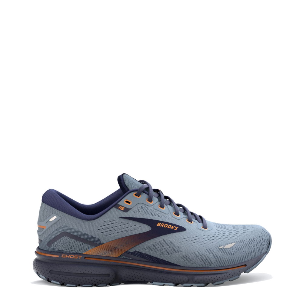 Side (right) view of Brooks Ghost 15 for men.
