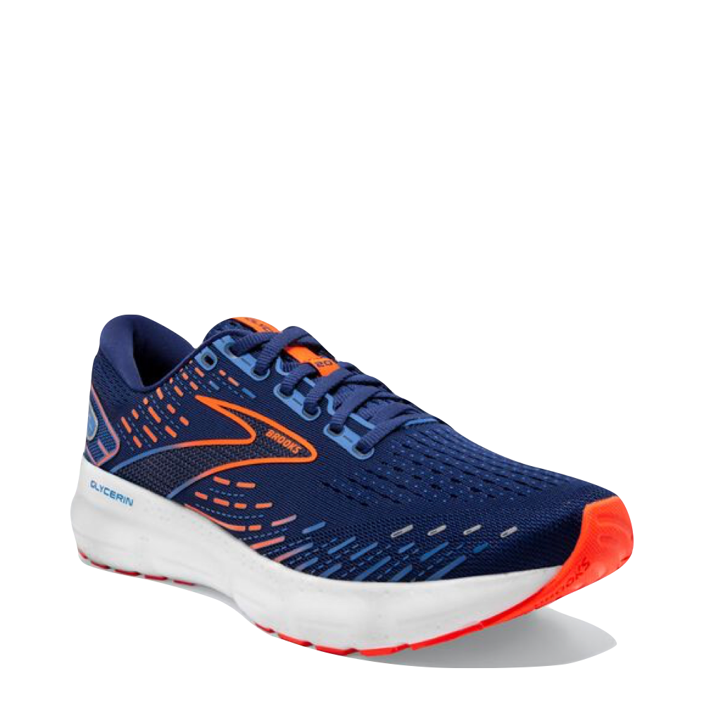 Brooks Men's Glycerin 20 Running Sneakers in Blue Depths/Palace Blue/Orange