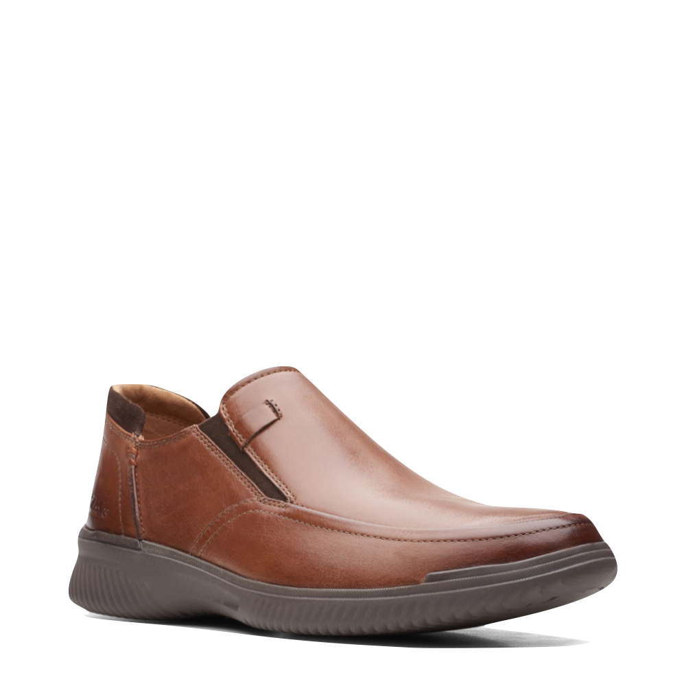 Clarks Men's Donaway Step Leather Slip On (Dark Tan)