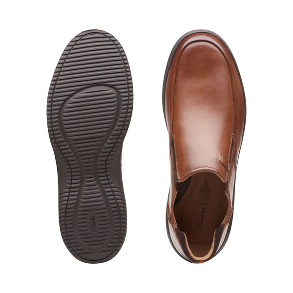 Clarks Men's Donaway Step Leather Slip On (Dark Tan)