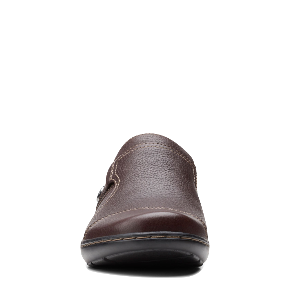 Front view of Clarks Cora Poppy Tumbled Leather Slip On for women.