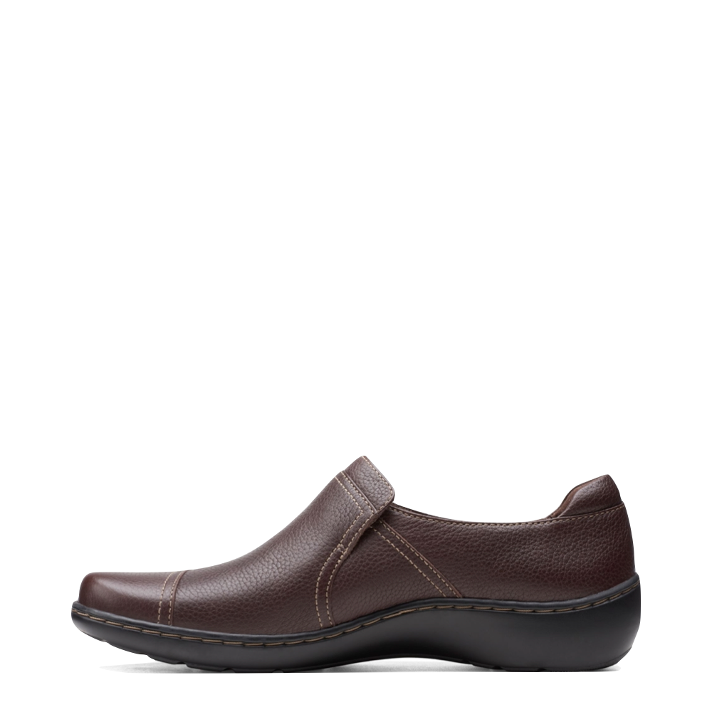 Clarks Women's Cora Poppy Tumbled Leather Slip On in Brown