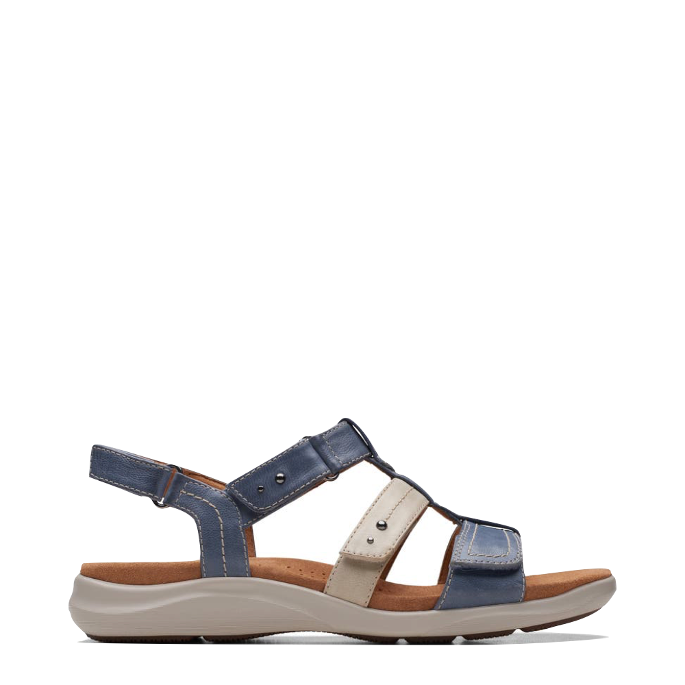 Side (right) view of Clarks Kitly Step Adjustable Strap Sandal for women.