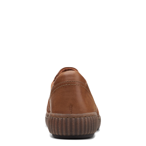 Clarks Women's Magnolia Faye Leather Slip On Shoe in Dark Tan