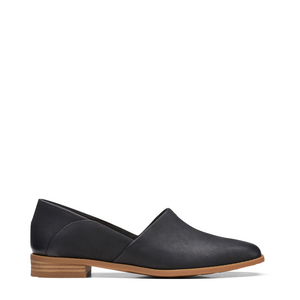 Clarks Women's Pure Belle Leather Slip On Flat (Black)