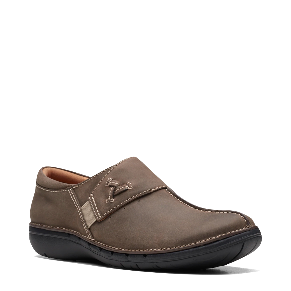 Clarks Women's Un.Loop Ave Oiled Leather Slip On Shoes in Taupe